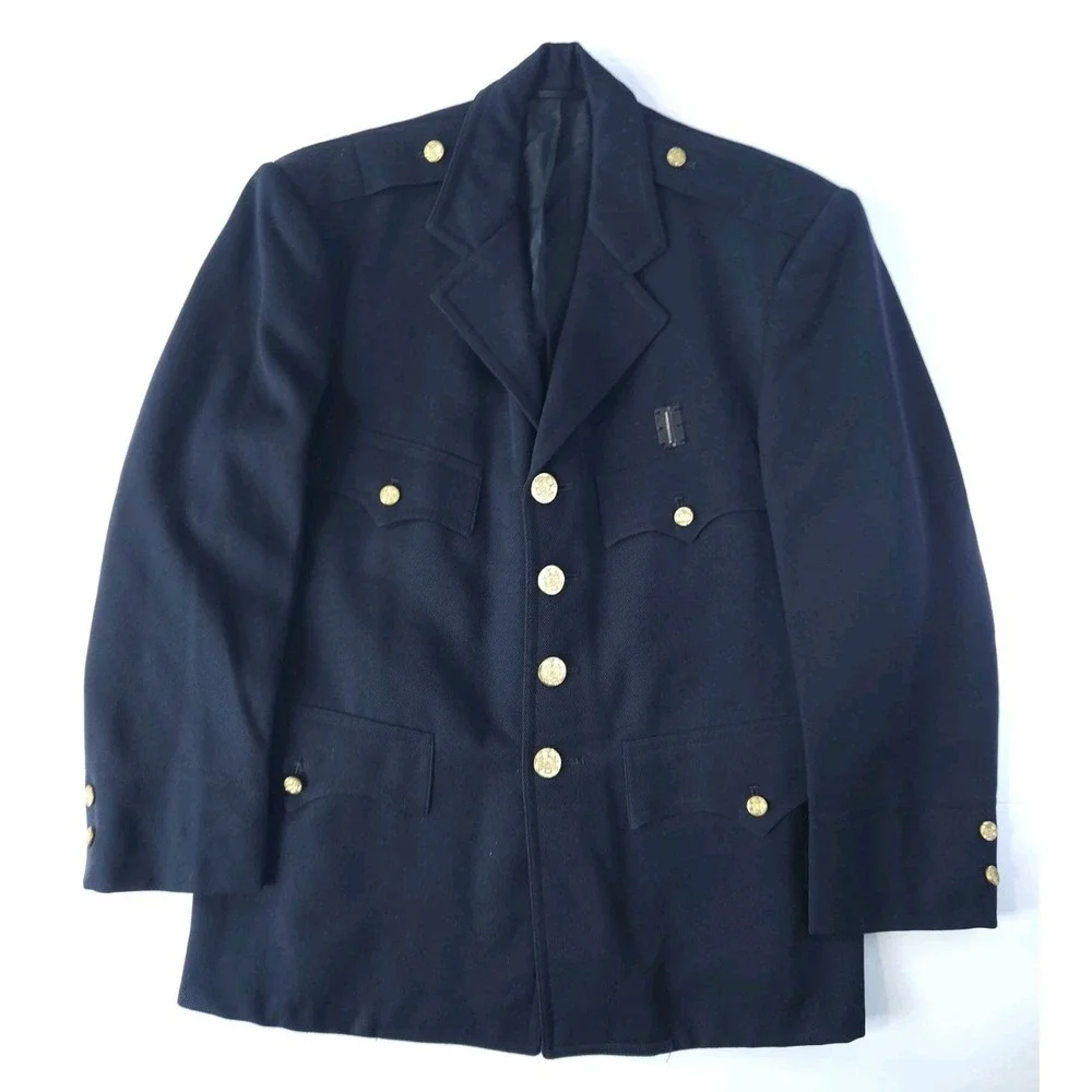 Men's Vintage New York State Service Uniform Blazer Metal Buttons Navy 38